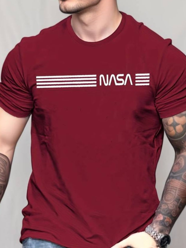 Erkek Kısa Kollu Nasa Baskı Basic Erkek T-shirt