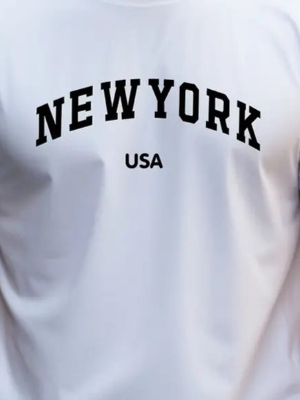 Erkek New York Baskılı Süprem T-shirt