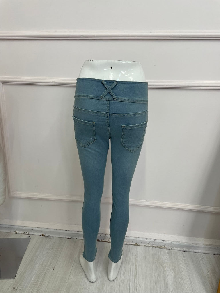 Yüksek Bel Likralı Jean Pantolon 90 Cm