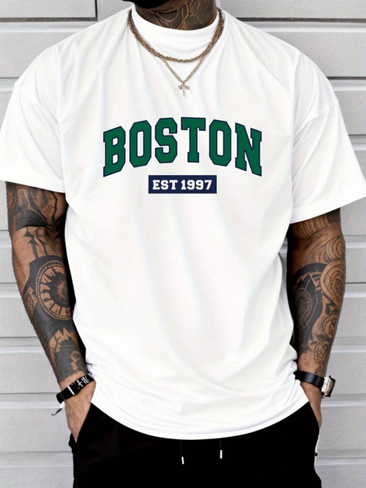 Erkek Boston Baskılı Süprem T-shirt