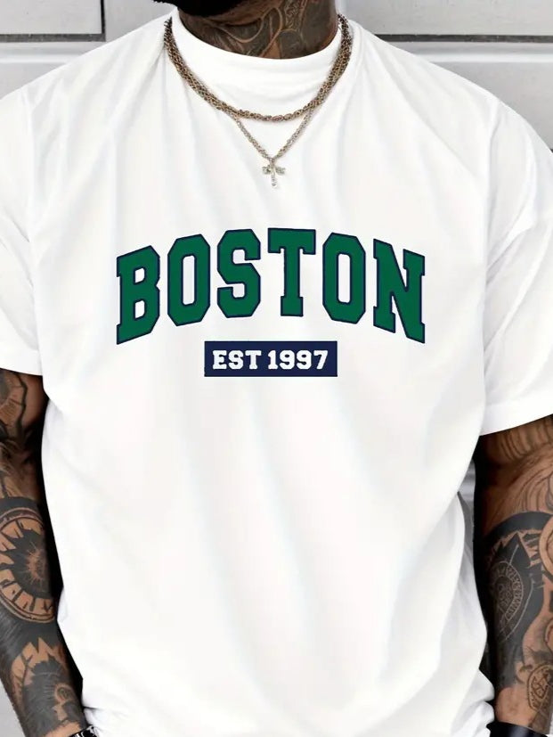 Erkek Boston Baskılı Süprem T-shirt