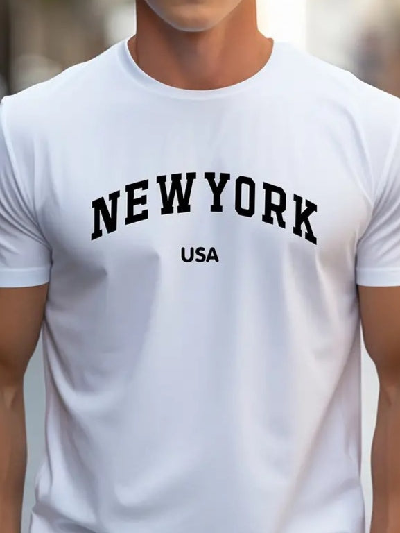 Erkek New York Baskılı Süprem T-shirt