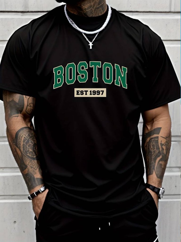 Erkek Boston Baskılı Süprem T-shirt