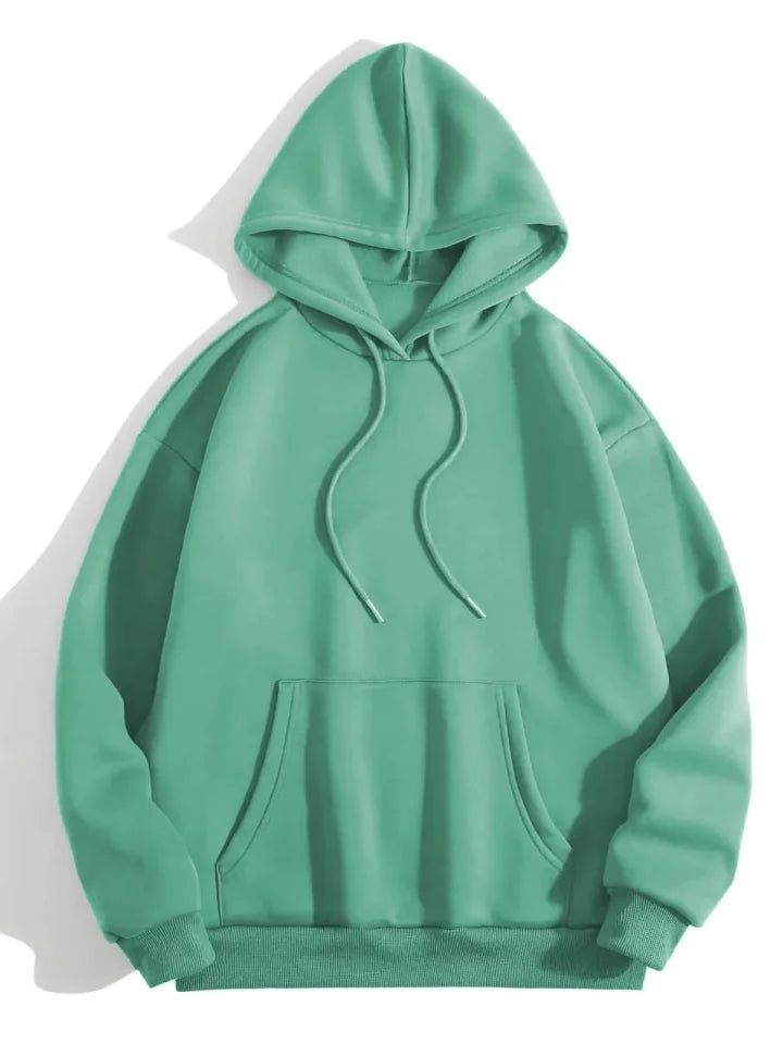 Erkek Düz Kapüşonlu Sweat - Mint Yeşili