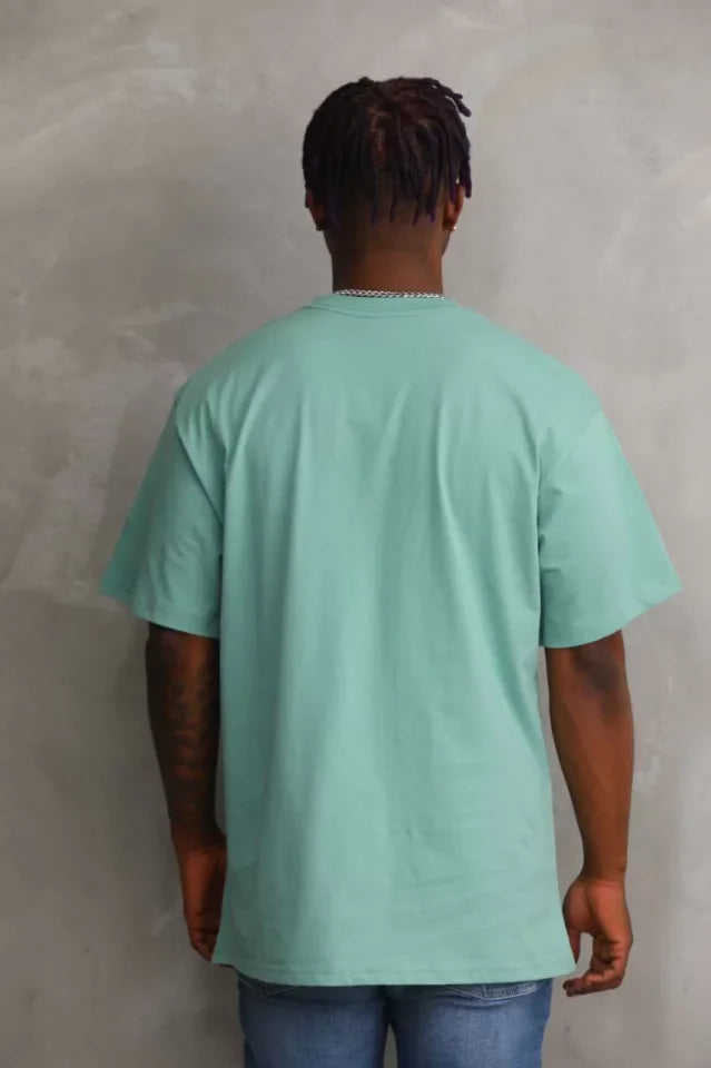 Unisex Baskılı Oversize T-Shirt - Mint Yeşili