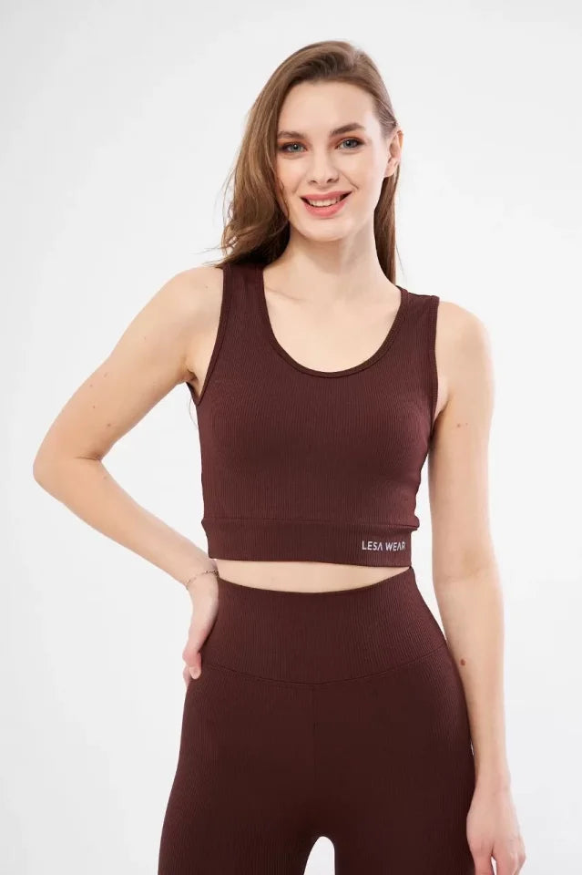 Fitilli Baskılı Crop - Bordo