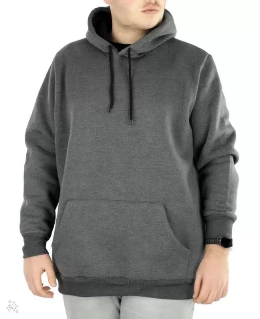 Erkek Uzun Kol Kapşonlu Basic Sweatshirt Hoodie - Füme