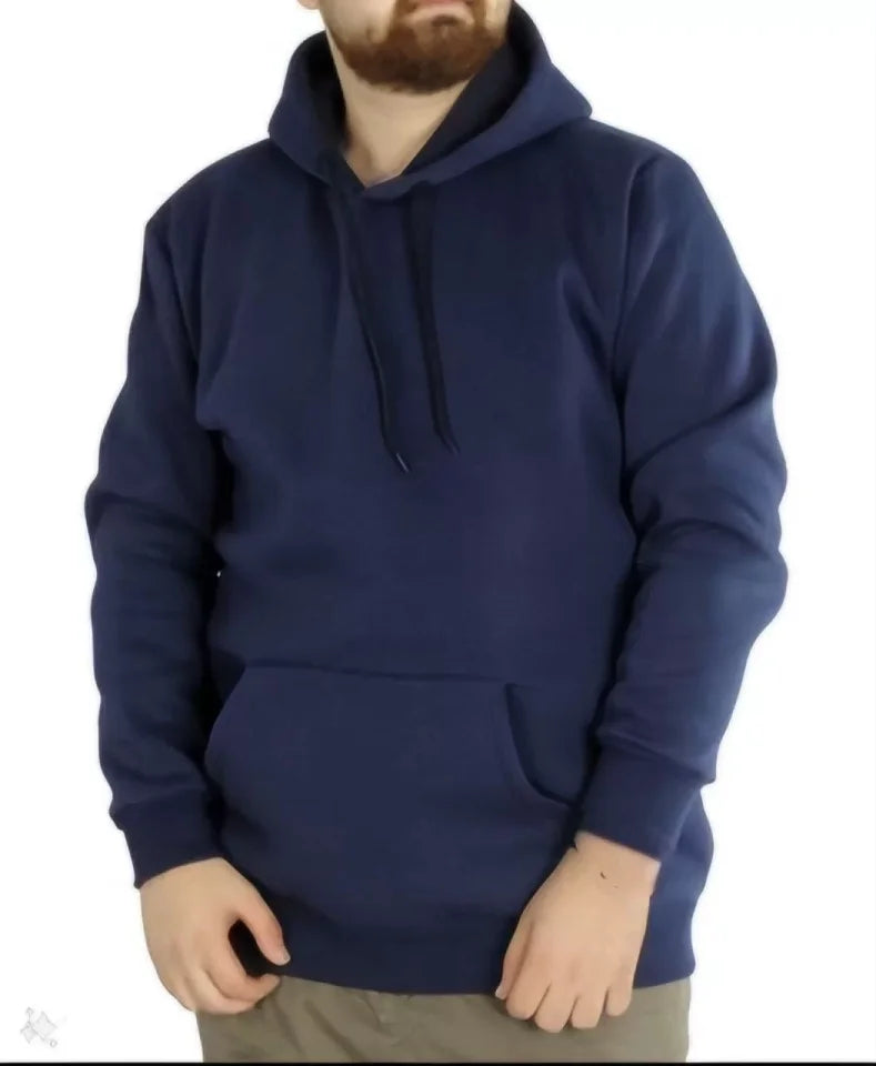 Erkek Uzun Kol Kapşonlu Basic Sweatshirt Hoodie - Lacivert