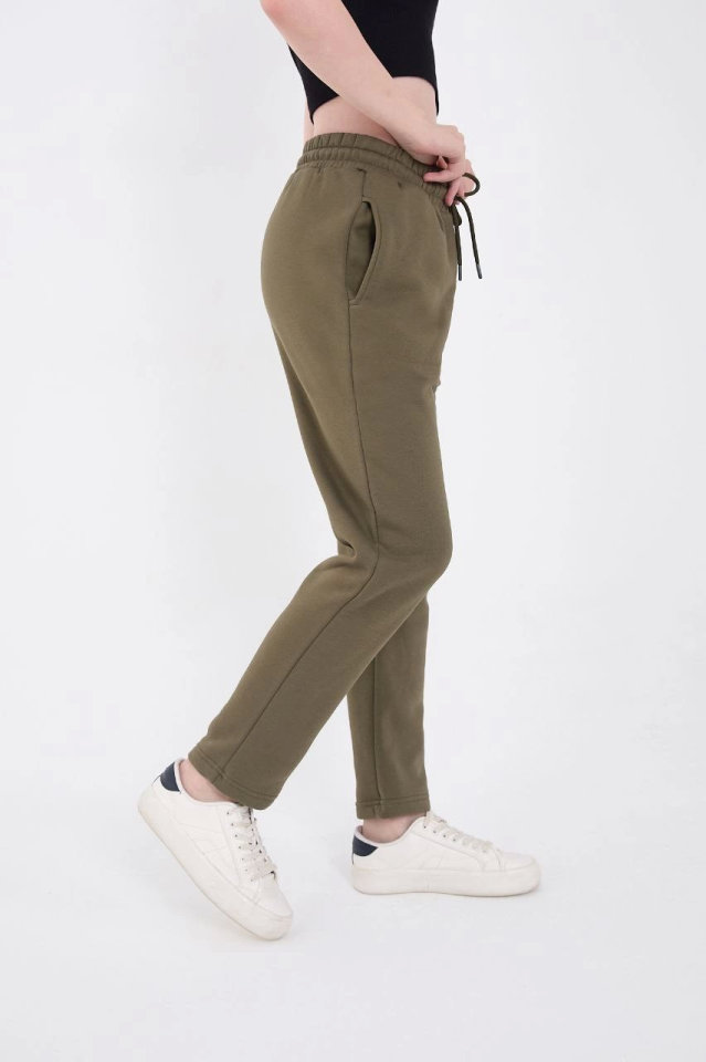 Unisex Üç İplik Basic Eşofman Pantolon - Hakİ