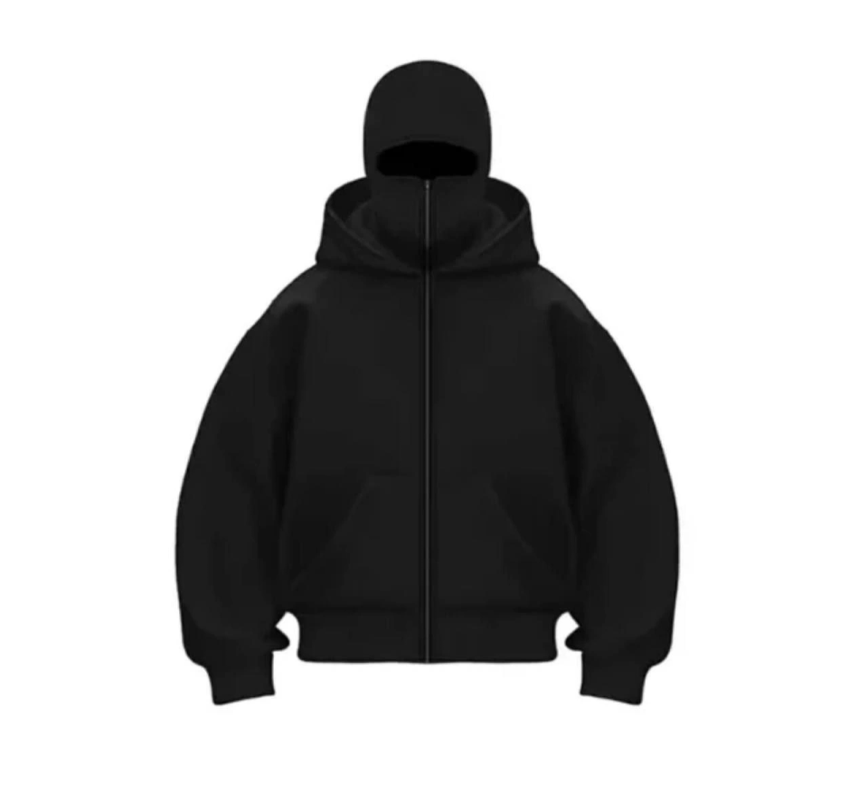 Samuray ZIP Fermuarlı Kapüşonlu SweatShirt- Siyah