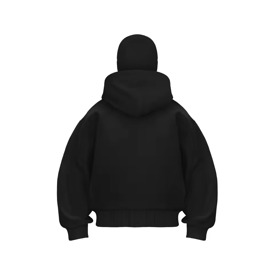 Samuray ZIP Fermuarlı Kapüşonlu SweatShirt- Siyah