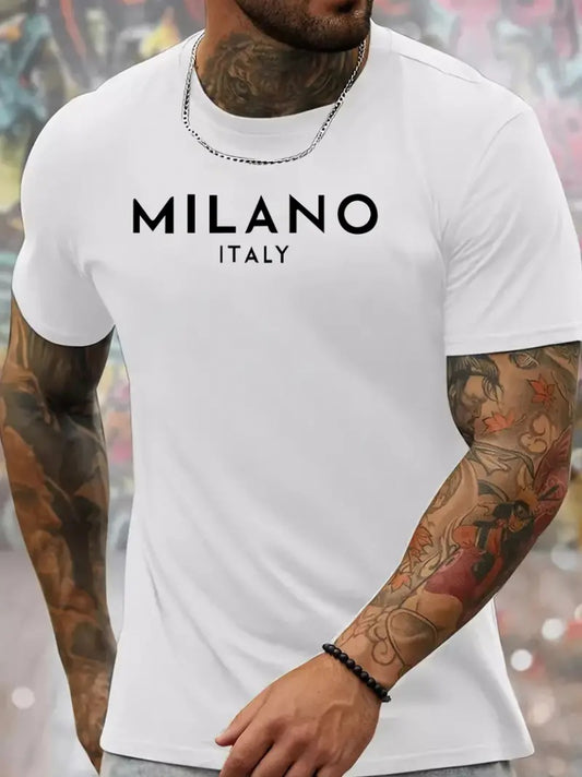 Erkek Milano Baskılı Süprem T-shirt