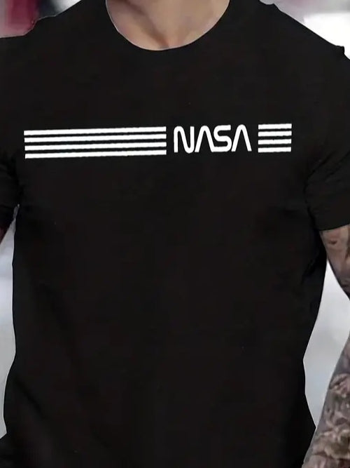 Erkek Kısa Kollu Nasa Baskı Basic Erkek T-shirt