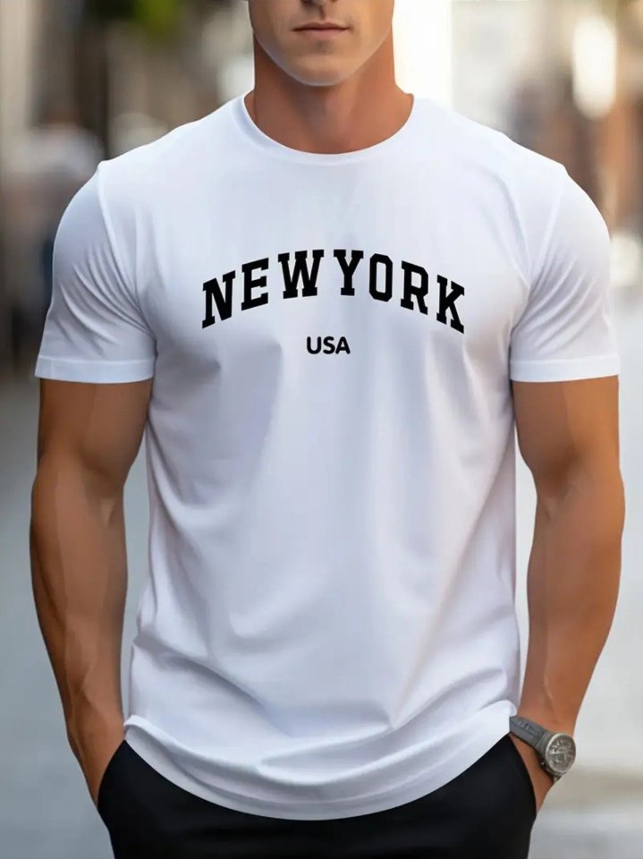 Erkek New York Baskılı Süprem T-shirt