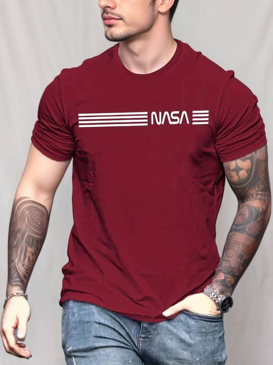 Erkek Kısa Kollu Nasa Baskı Basic Erkek T-shirt